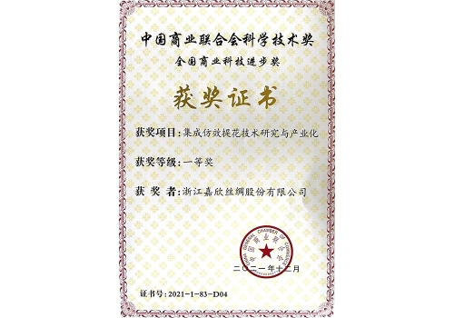 集成仿效提花技術-中國商業(yè)聯(lián)合會一等獎